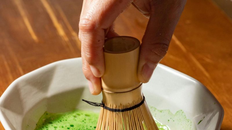 A matcha bowl and whisk